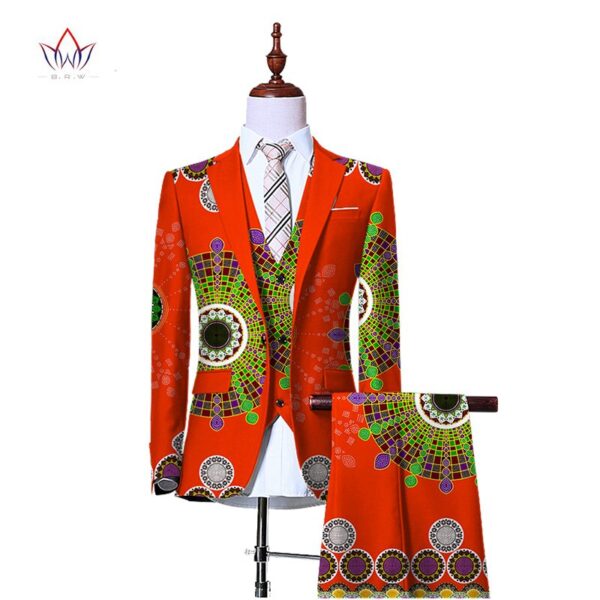 African print (Jacket+Vest+Pants)Blazers for Men 3 Piece Slim Fit Cowboy Wedding Men Suit Retro Gentleman Mens - Image 3
