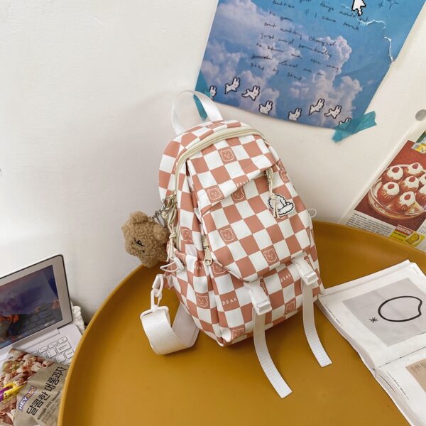 Can Be Installed Pad Tablet Large Capacity Chest Bag New Student Personality School Bag Lightweight Checkerboard Nylon Cloth Bag - Image 6