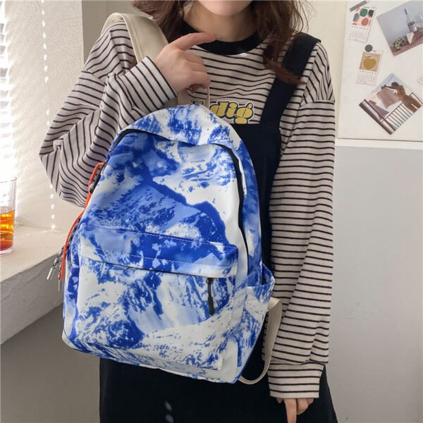 Student Schoolbag Women's Bag New Trendy Fashion Casual Backpack Western Style Simple Oil Painting Bag Travel Small Backpack - Image 6
