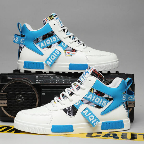 Four Seasons New Men's Casual Shoes Fashionable Outdoor Sports Shoes Trendy High Top Board Shoes - Image 2