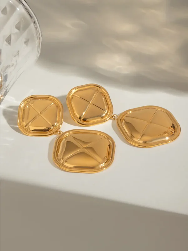 18K Gold-Plated Stainless Steel Square Earrings - Image 5