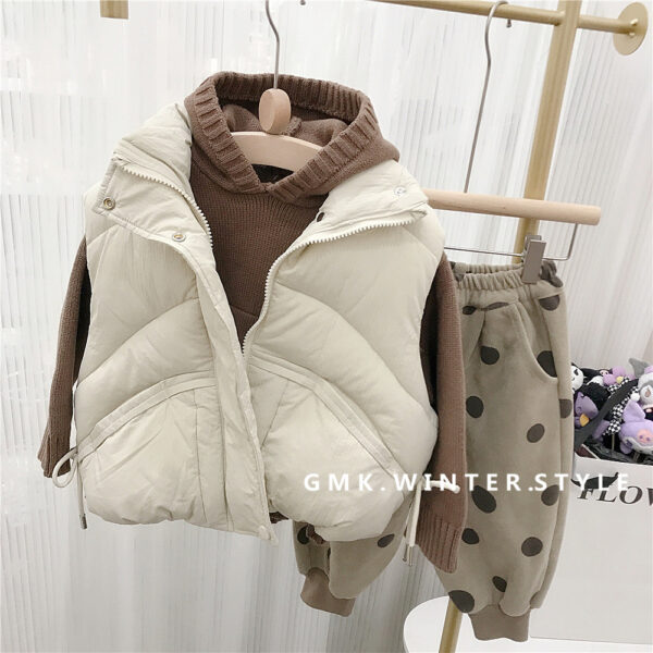 Children's standing collar cotton jacket vest winter loose vest for boys and girls camisole medium and small children's sweater - Image 3