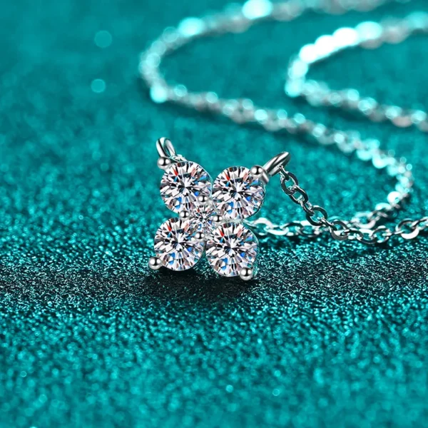 1.26 Carat Moissanite 925 Sterling Silver Geometric Shape Pendant Necklace - Image 2