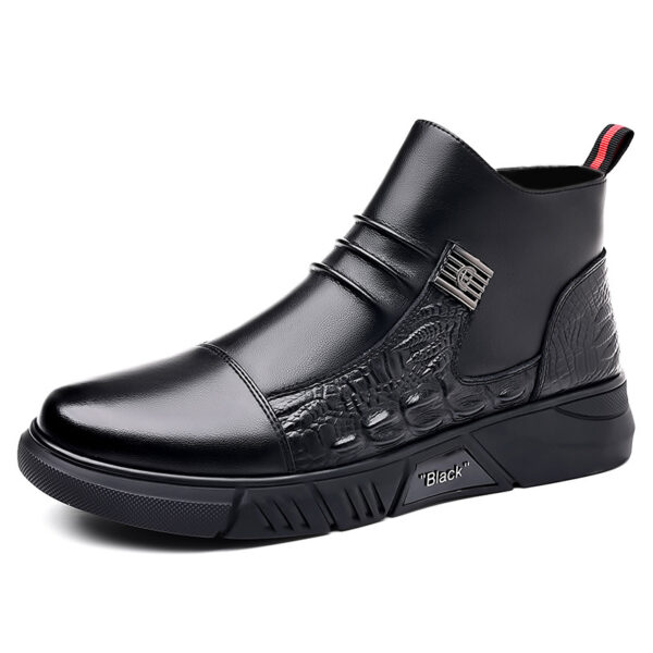 Men's leather boots, new Martin boots, men's trendy with fleece winter cotton shoes, fashionable Chelsea boots, British style boots, men's shoes - Image 5