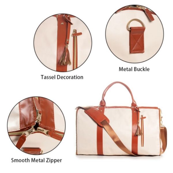 Convenient Travel Carrying Clothing Bag Large PU Leather Travel Luggage Bag Women's Fashion Travel - Image 3