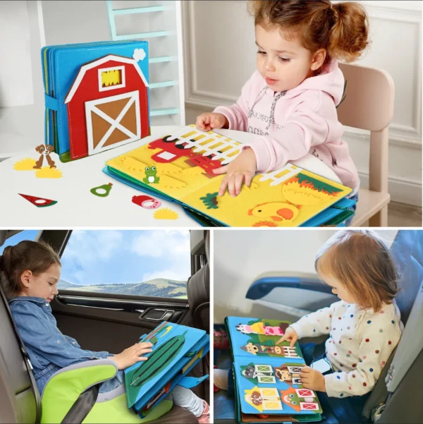 Toddlers Montessori Toys Busy Board Farm Animal Scene Storytelling Activity Toy Quiet Book Felt Activity Educational Sensory Toy - Image 4