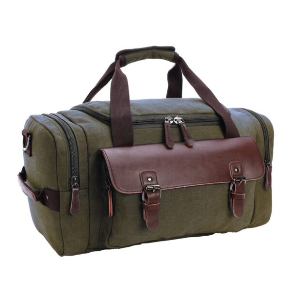 Large Capacity Vintage Luggage Casual Tote Bags Travel Bag Pu Leather Canvas Duffle Bag - Image 7