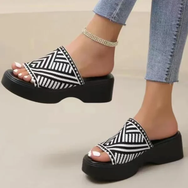 Open Toe Platform Cloth Sandals - Image 7