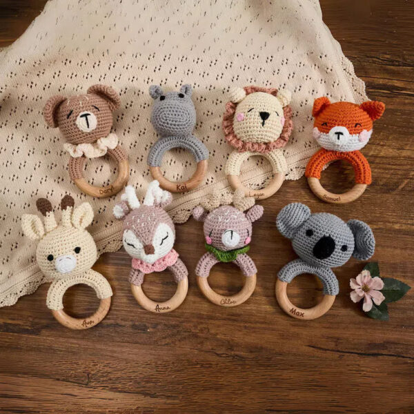 Carving Name Baby Soothing Bell Newborn Gift Bath Gift Knitted Cartoon Doll - Image 2