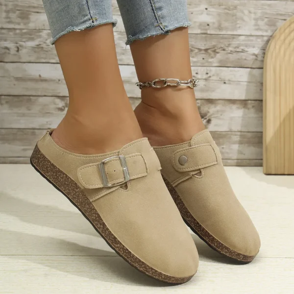 Suede Round Toe Buckle Slip-Ons - Image 4