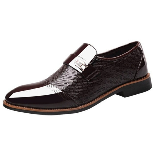 Embossed men's leather shoe covers, versatile men's casual single shoes - Image 3