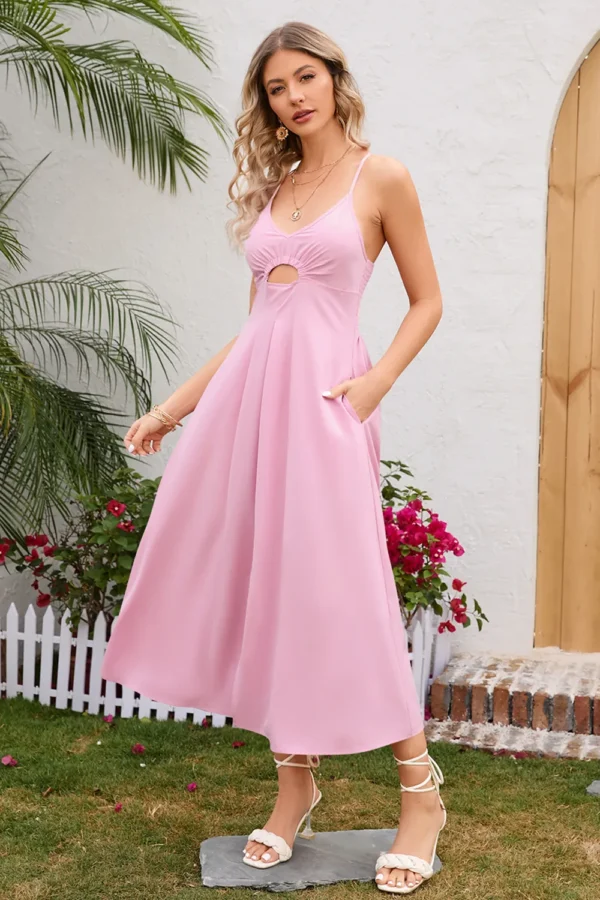 Crisscross Smocked Spaghetti Strap Dress - Image 4