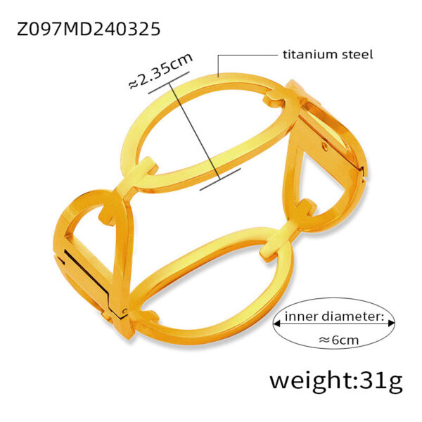Fashion metal titanium steel bracelet with female geometric design and diamond studded spring buckle bracelet - Image 9