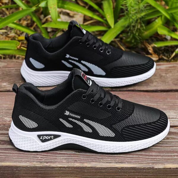 Men's shoes, trendy shoes, spring and summer waterproof and anti slip shoes, new casual shoes, soft soled running shoes, black mesh sports shoes for men - Image 7