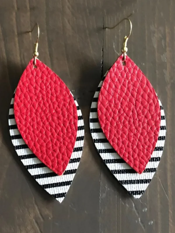 PU Leather Leaf Dangle Earrings - Image 3