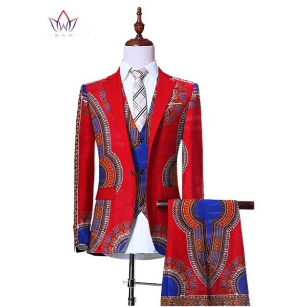 African print (Jacket+Vest+Pants)Blazers for Men 3 Piece Slim Fit Cowboy Wedding Men Suit Retro Gentleman Mens - Image 11
