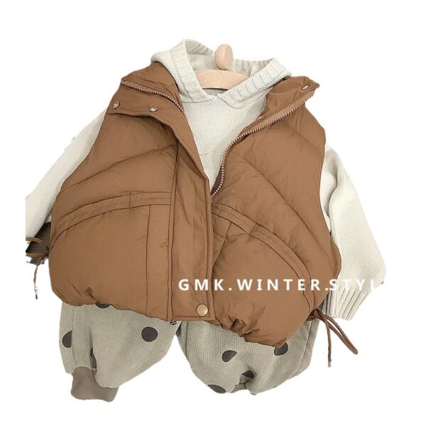 Children's standing collar cotton jacket vest winter loose vest for boys and girls camisole medium and small children's sweater - Image 5