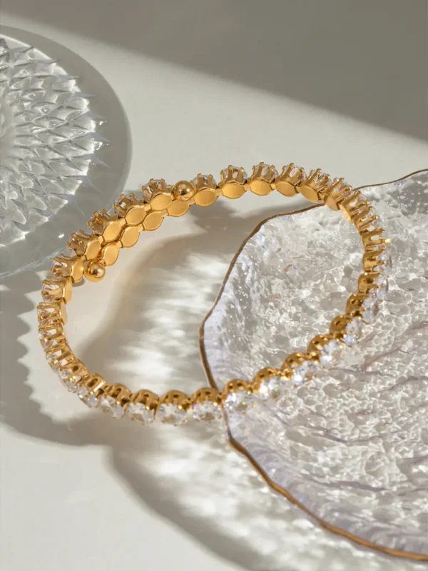 Stainless Steel Inlaid Zircon Bracelet - Image 3