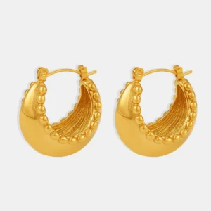 Small Bead Double C Earrings Titanium Steel Gold Plated Commuter Exquisite Versatile Earrings