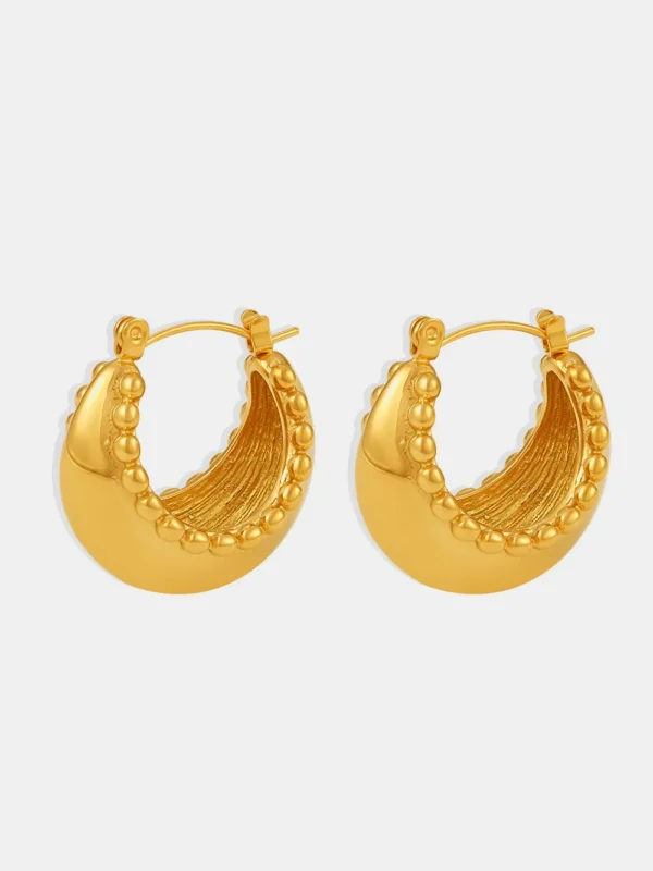 Small Bead Double C Earrings Titanium Steel Gold Plated Commuter Exquisite Versatile Earrings