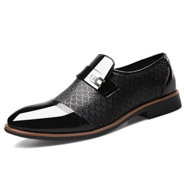 Embossed men's leather shoe covers, versatile men's casual single shoes - Image 4