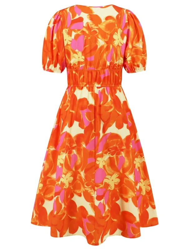 Ruched Printed Surplice Short Sleeve Dress - Image 10