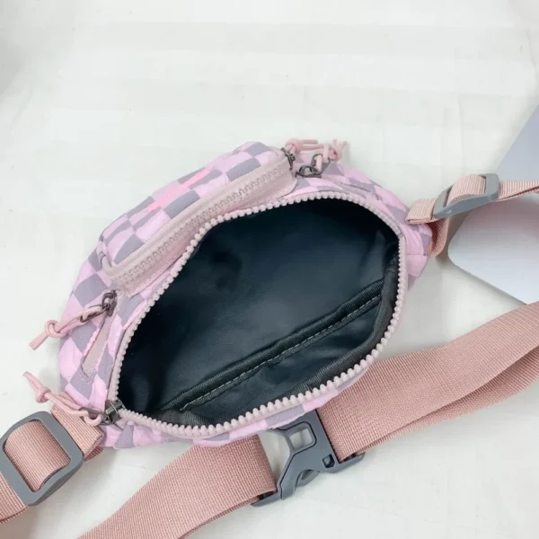 Checkered Adjustable Strap Nylon Crossbody Bag - Image 2