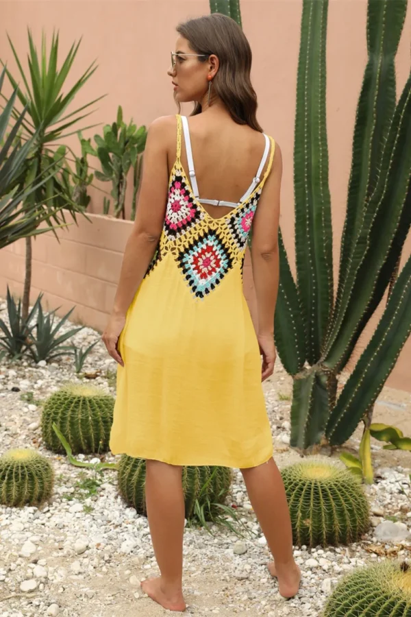 Splicing Beach Skirt Hook Flower Beach Hoodie Bamboo Cotton Beach Strap Skirt Ethnic Style - Image 14