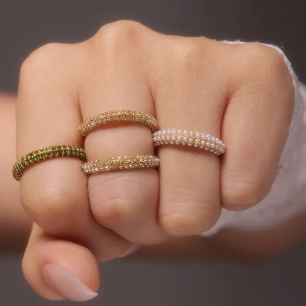 Zircon Light Luxury Ring Stainless Steel PVD Plated Finger Ring Jewelry - Image 8