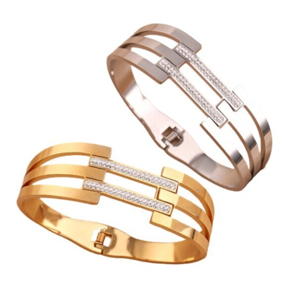 Hollow out Bracelet Stainless Steel Female Style Bracelet Geometric Circle Hollow out Handpiece - Image 5