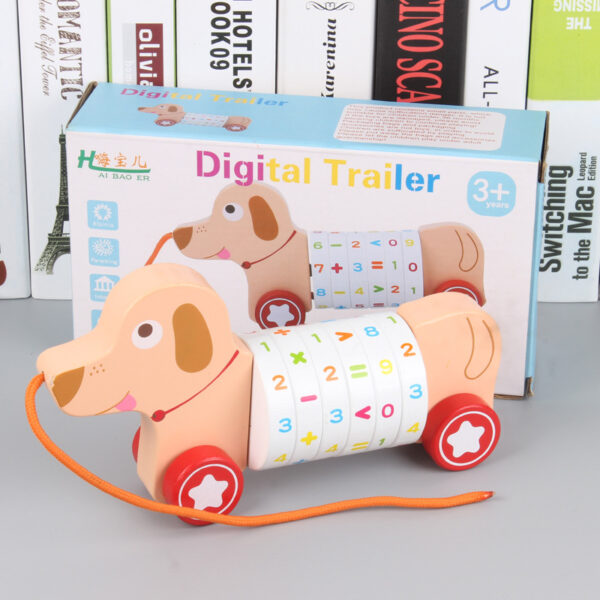 Wooden children's animals small dogs crocodiles yellow ducks digital tractors pull wires baby walkers toys - Image 3