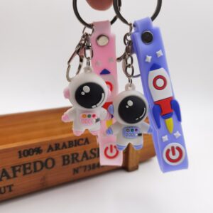 Cartoon Planet Trip Astronaut Key Chain Cute Spaceman Couple Chain Soft Glue Small Pendant Key Ring Pendant