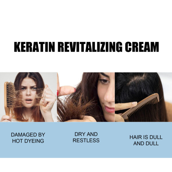 Keratin Revitalizing Cream, Long Lasting Fragrance Soft Light Smoothing Frizz Repair Split End Conditioner - Image 4