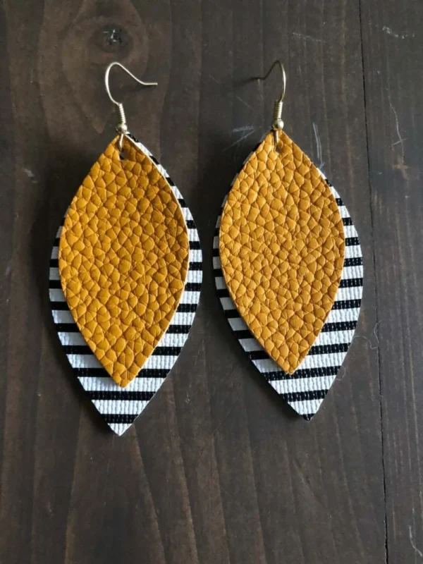 PU Leather Leaf Dangle Earrings - Image 4