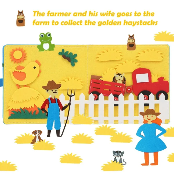 Toddlers Montessori Toys Busy Board Farm Animal Scene Storytelling Activity Toy Quiet Book Felt Activity Educational Sensory Toy - Image 2