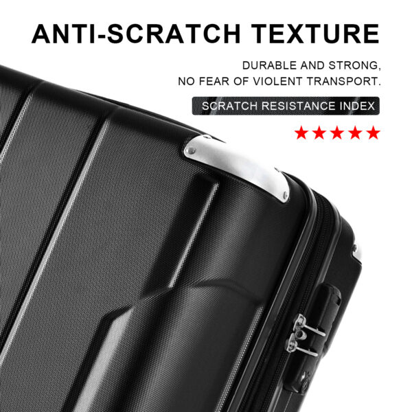 Hardshell Luggage Sets 3 Pcs Spinner Suitcase with TSA Lock Lightweight 20''24''28'' Black + ABS - Image 14
