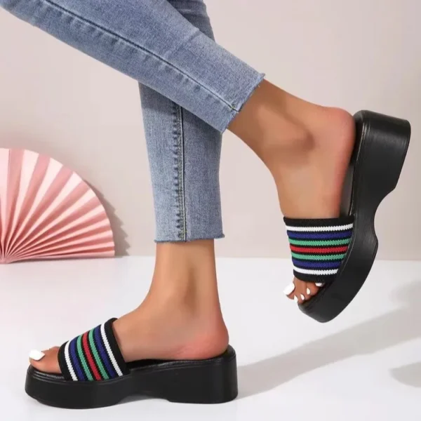 Open Toe Platform Cloth Sandals - Image 8