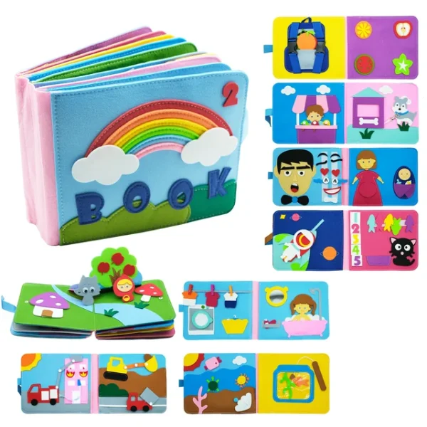 Toddlers Montessori Toys Busy Board Farm Animal Scene Storytelling Activity Toy Quiet Book Felt Activity Educational Sensory Toy - Image 7