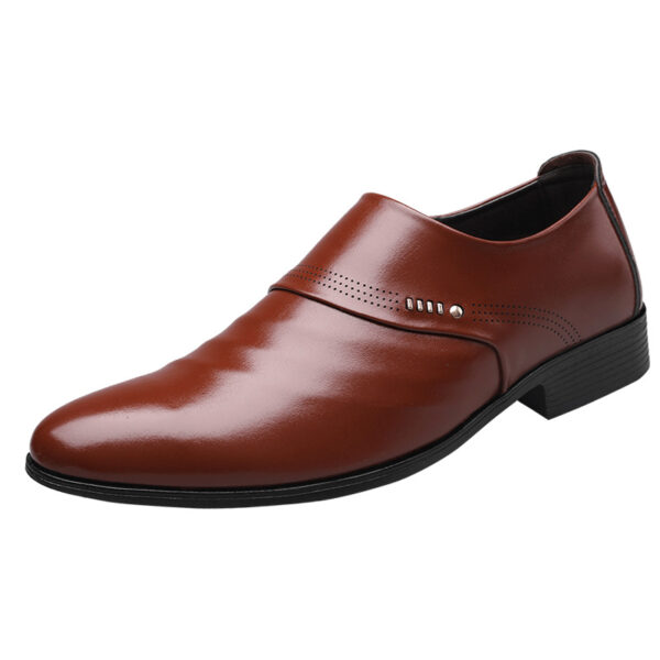 Leather shoe covers, casual pointed single shoes, men's mesh hole shoes - Image 7