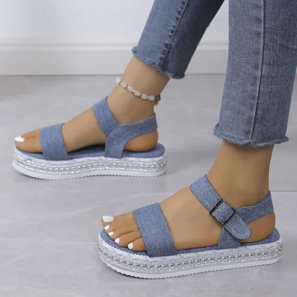 Fashionable and comfortable thick soled glossy women's sandals with fish mouth buckle for women - Image 3