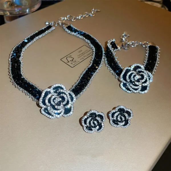 Alloy Crystal Rose Necklace - Image 4