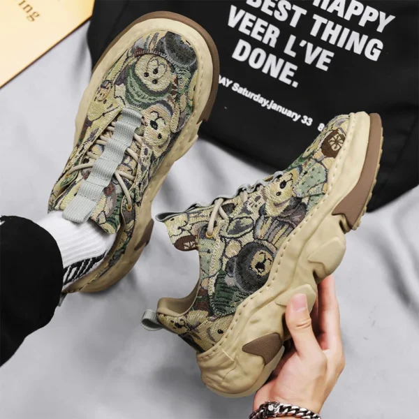 Canvas breathable thick sole height increasing dad shoes with dissolved sole, trendy sports running shoes - Image 6