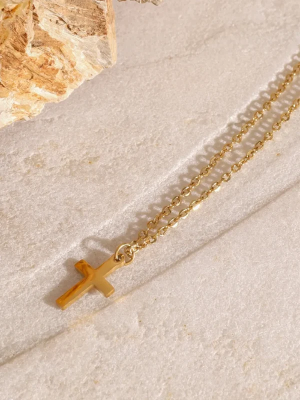 18K Gold-Plated Three-Layered Cross Necklace - Image 5