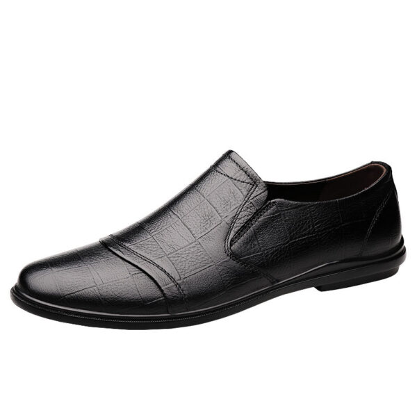 Men's bean shoes, genuine leather, fashionable, trendy, casual, youth flat bottom, low top lazy shoes - Image 5