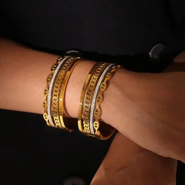 18K Gold-Plated Czech Diamond Bracelet - Image 2