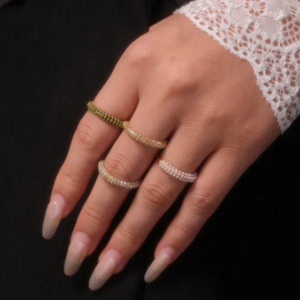 Zircon Light Luxury Ring Stainless Steel PVD Plated Finger Ring Jewelry - Image 9