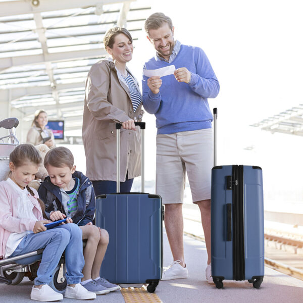 Hardshell Luggage Sets 3 Pcs Spinner Suitcase with TSA Lock Lightweight 20''24''28'' Blue + ABS - Image 9