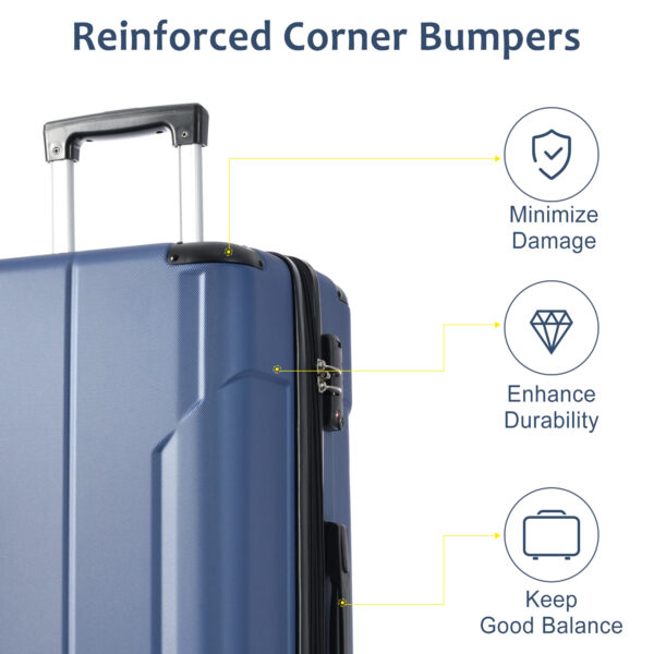 Hardshell Luggage Sets 3 Pcs Spinner Suitcase with TSA Lock Lightweight 20''24''28'' Blue + ABS - Image 11