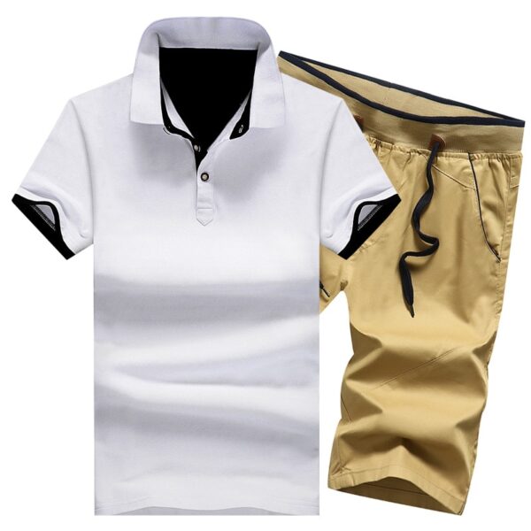 Polo shirt Cotton Mens Sets Summer Button Polo Shirts Sets Turn Down Mens Shorts 4XL Men Clothes 2 Piece Set Elastic Waist Shorts - Image 3