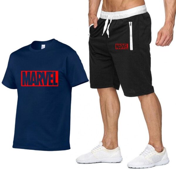 Summer Casual Cotton T Shirts+Shorts Men Sets Brand Clothing Two Pieces Tracksuit - Image 3